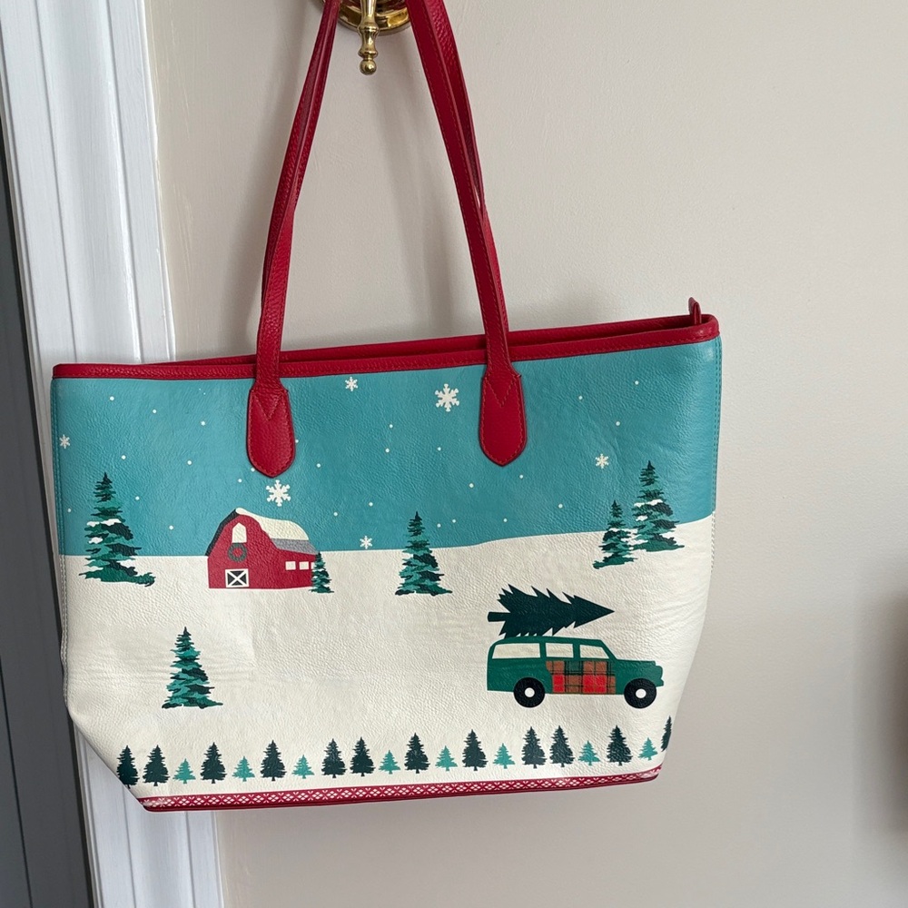Talbots Festive Red and Blue Holiday Bag